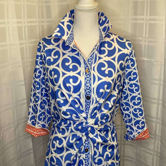 Gretchen Scott Azure Blue Twist and Shout Heavens Gate Dress Size Large - Picture 3 of 13